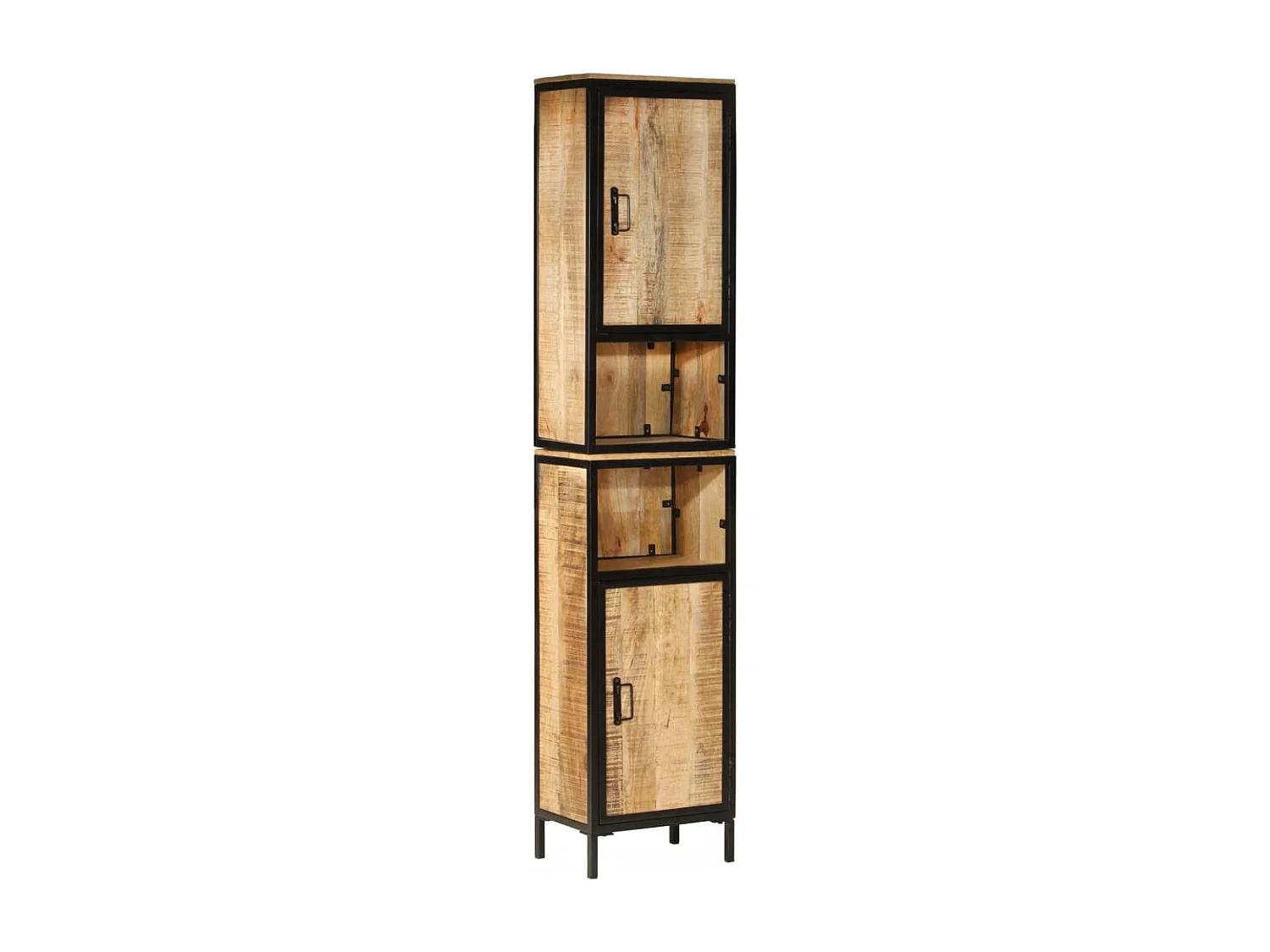 Armoire de salle de bain 40x27x180 cm fer et bois de manguier FR64793