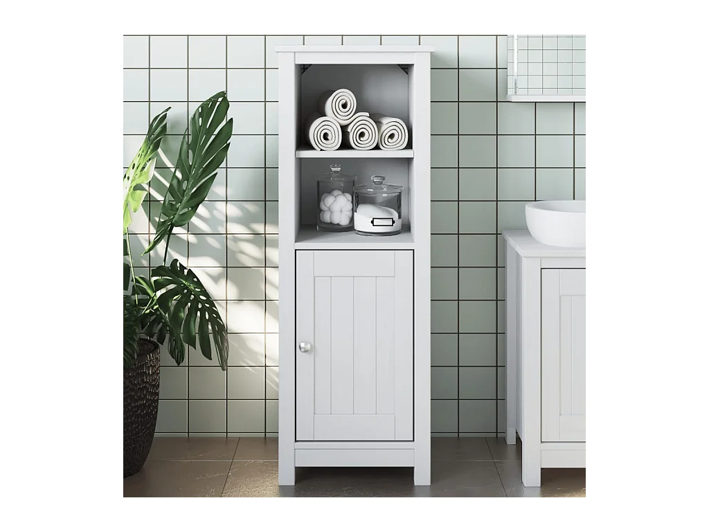 Armoire de salle de bain BERG blanc 40x34x110 cm pin massif FR20334