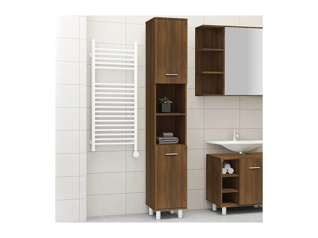 Armoire de bain Chêne marron 30x30x179 cm Bois d'ingénierie FR64505