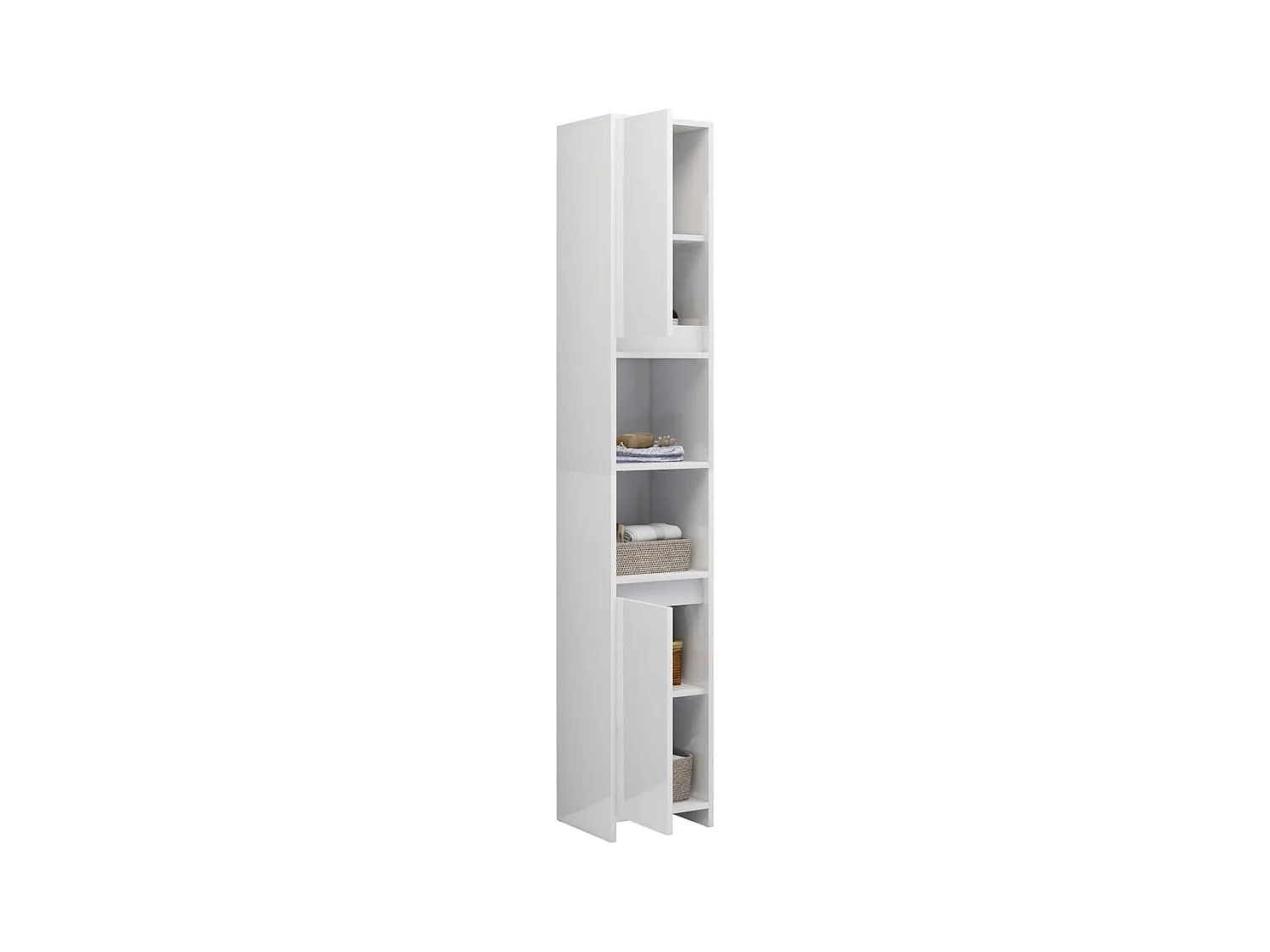 Armoire de salle de bain Blanc brillant 30x30x183,5cm Aggloméré FR81277