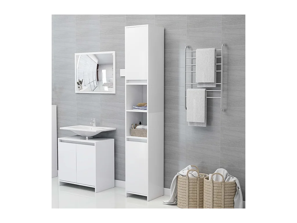 Armoire de salle de bain Blanc 30x30x183,5 cm Bois d'ingénierie FR49880