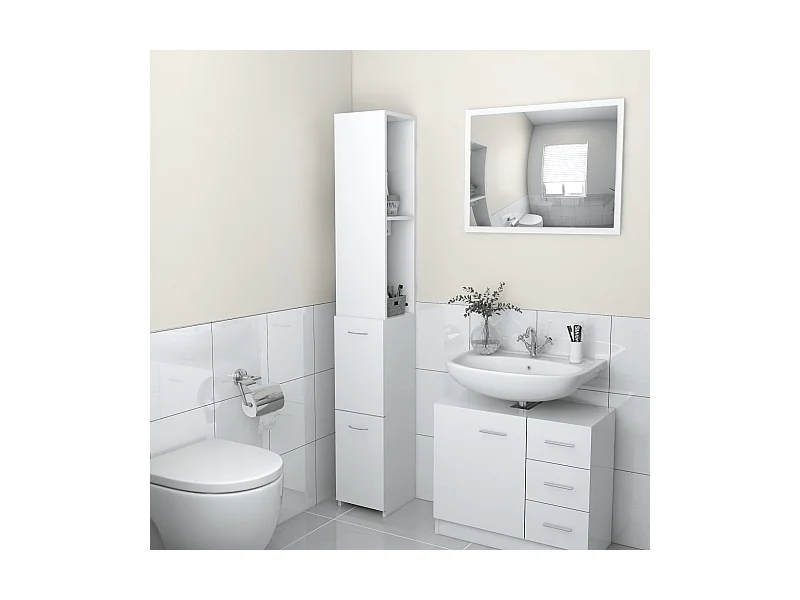 Armoire de salle de bain blanc 25x26,5x170 cm bois d'ingénierie FR29297