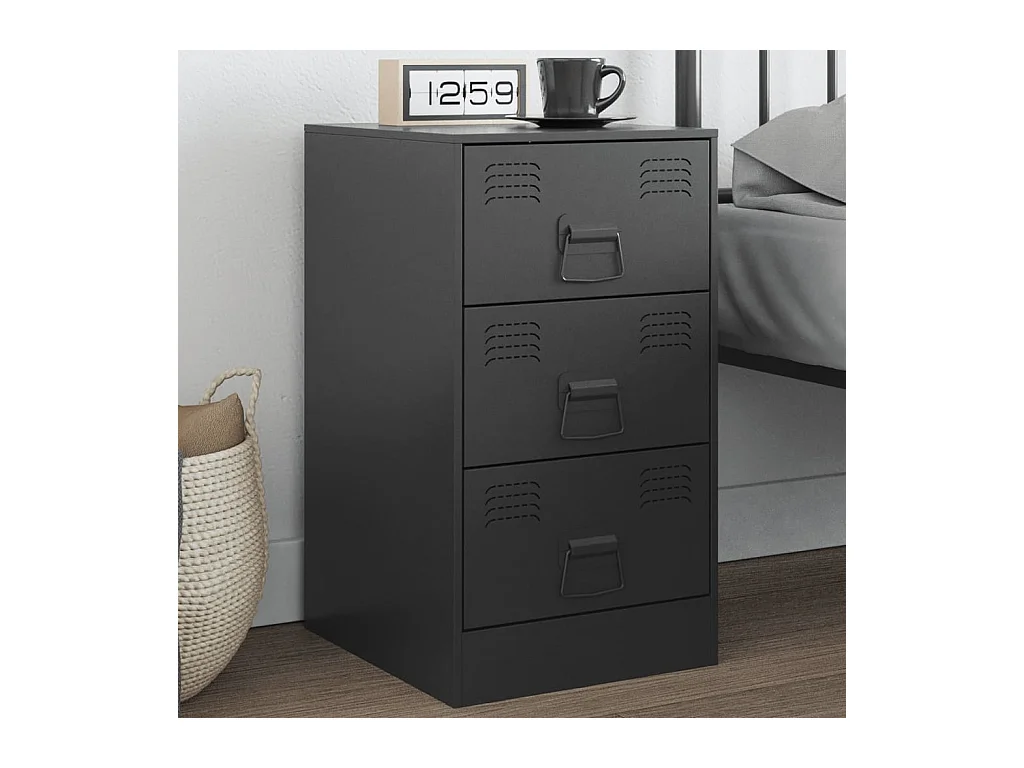Table de chevet noir 34,5x39x62 cm acier FR62339