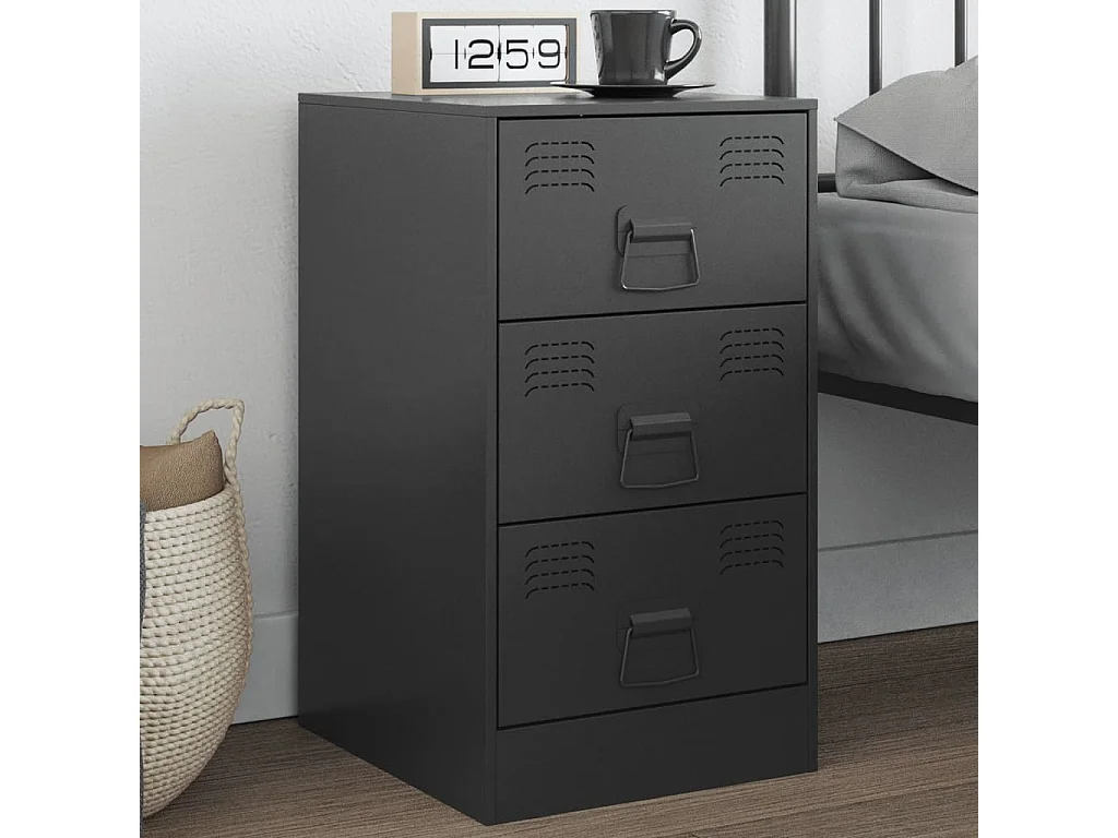 Table de chevet noir 34,5x39x62 cm acier FR62339