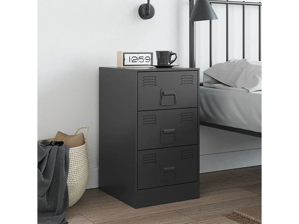 Table de chevet noir 34,5x39x62 cm acier FR62339