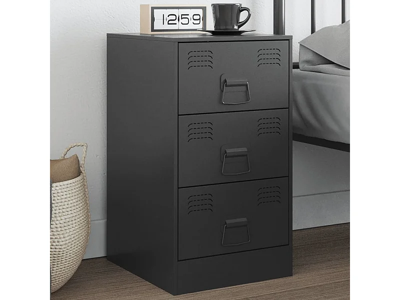 Table de chevet noir 34,5x39x62 cm acier FR62339