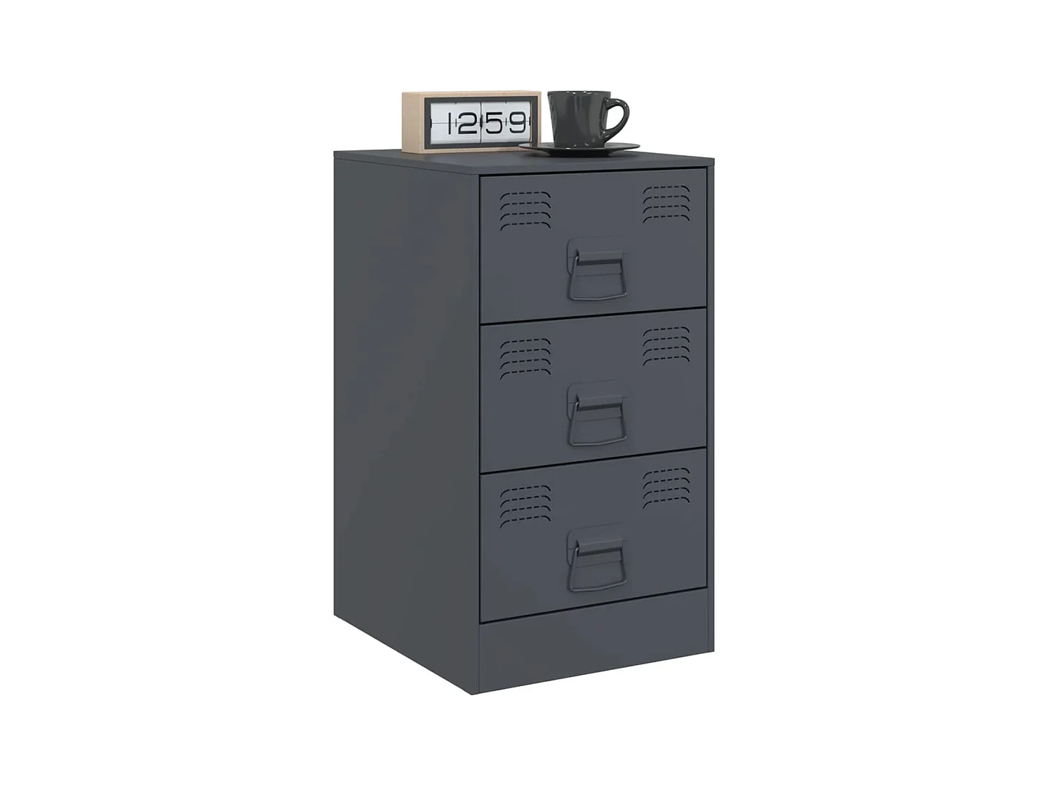 Lot de 2 Tables de chevet anthracite 34,5x39x62 cm acier FR43638