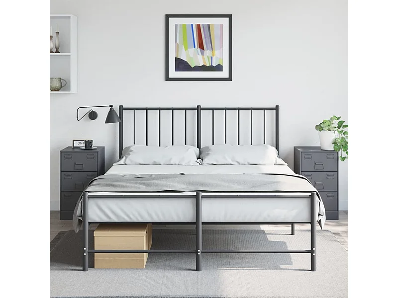 Lot de 2 Tables de chevet anthracite 34,5x39x62 cm acier FR43638