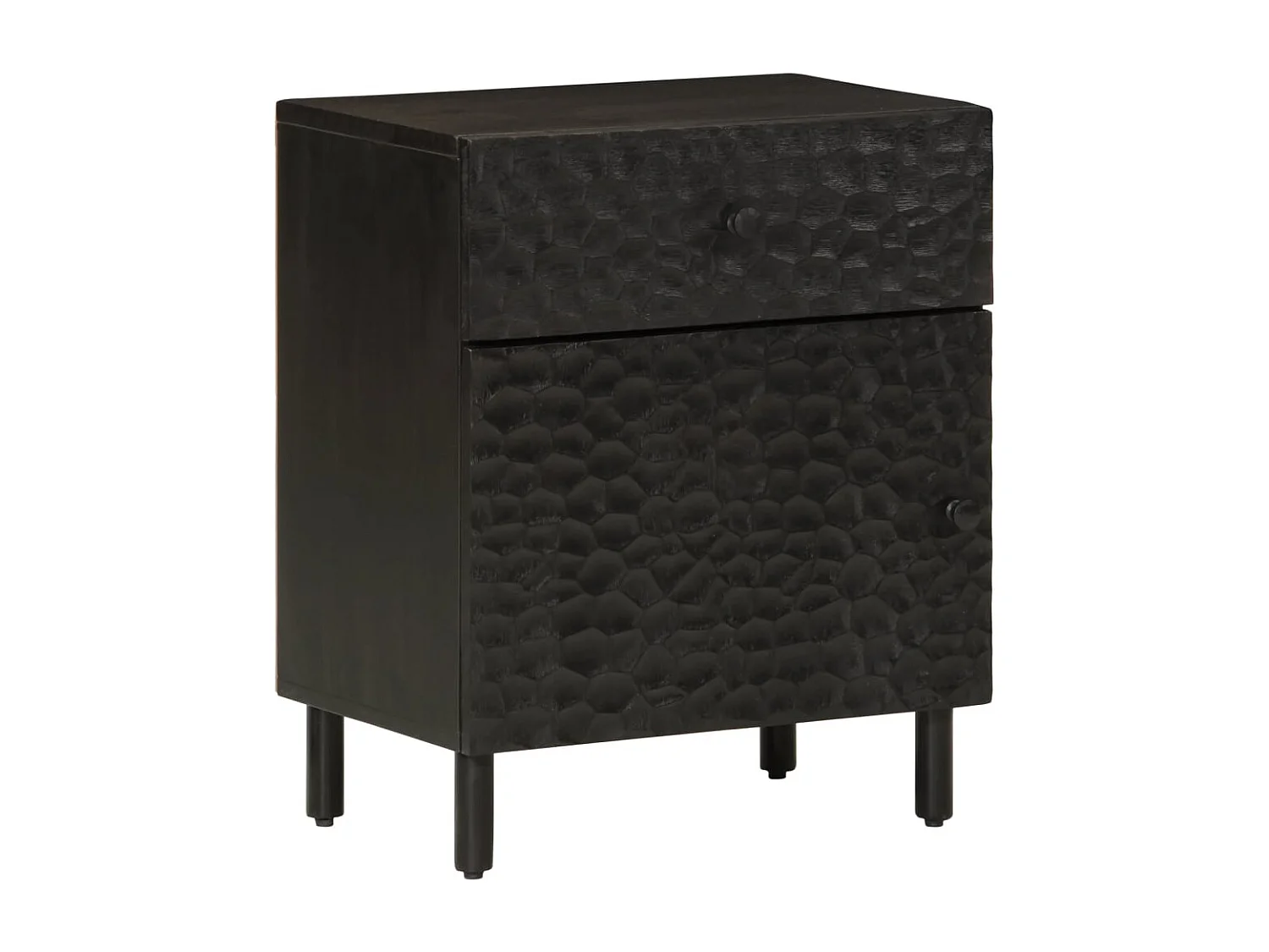 Nachtkastje 50x33x60 cm massief mangohout zwart BE988433