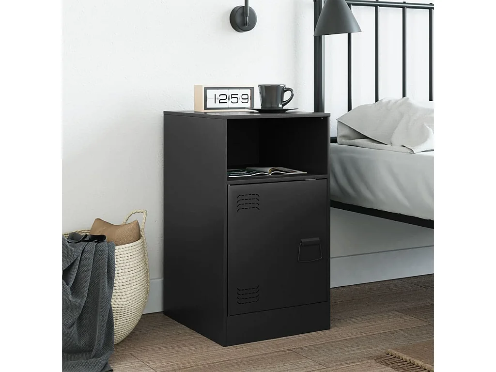 Table de chevet noir 34,5x39x62 cm acier FR16671