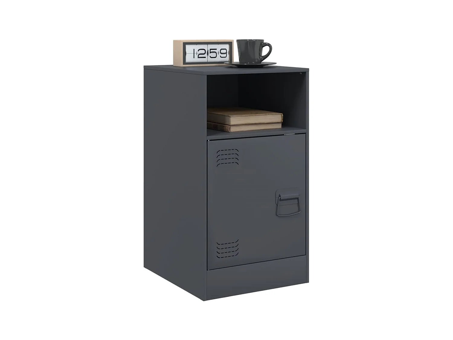 Lot de 2 Tables de chevet anthracite 34,5x39x62 cm acier FR62178