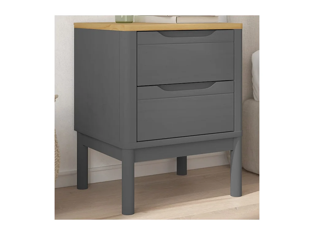 Table de chevet FLORO gris 45x39x57 cm bois de pin massif FR38078