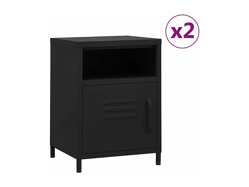 Nachtkastjes 2 st 35x35x51 cm staal zwart BE308042