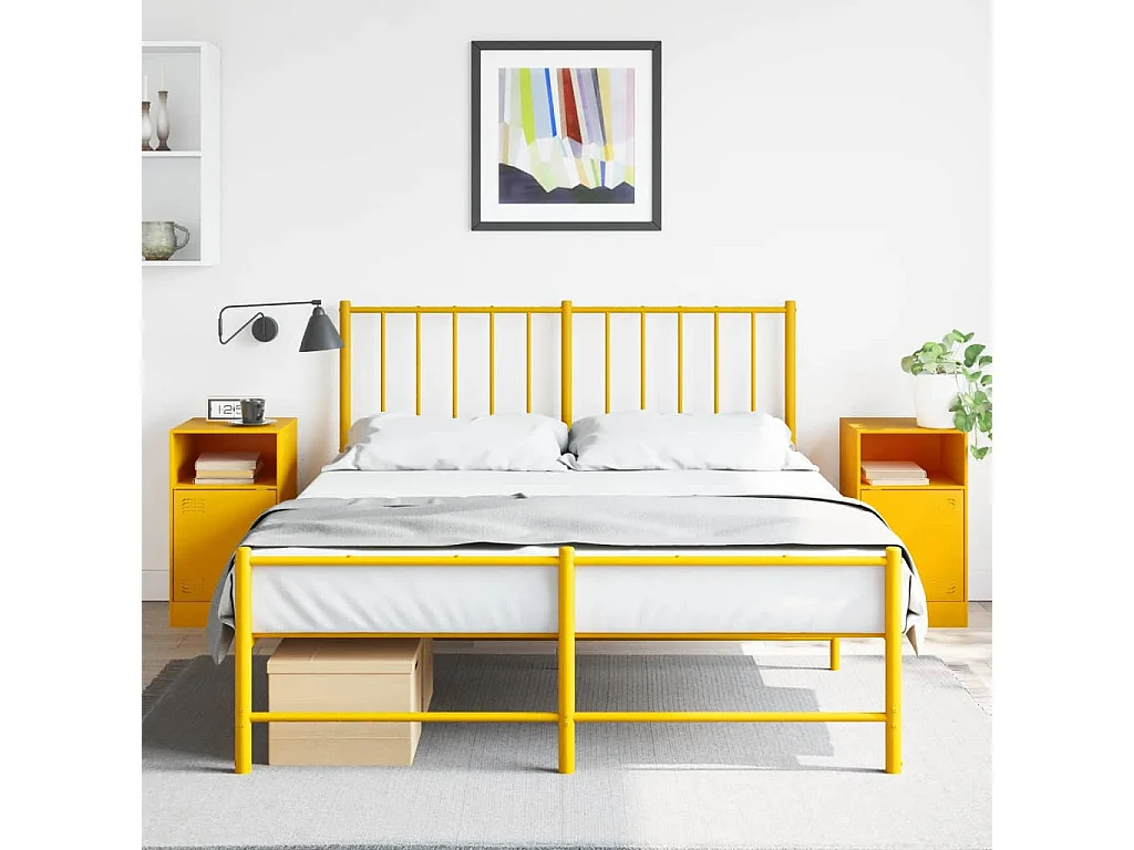 Lot de 2 Tables de chevet jaune moutarde 34,5x39x62 cm acier FR41953