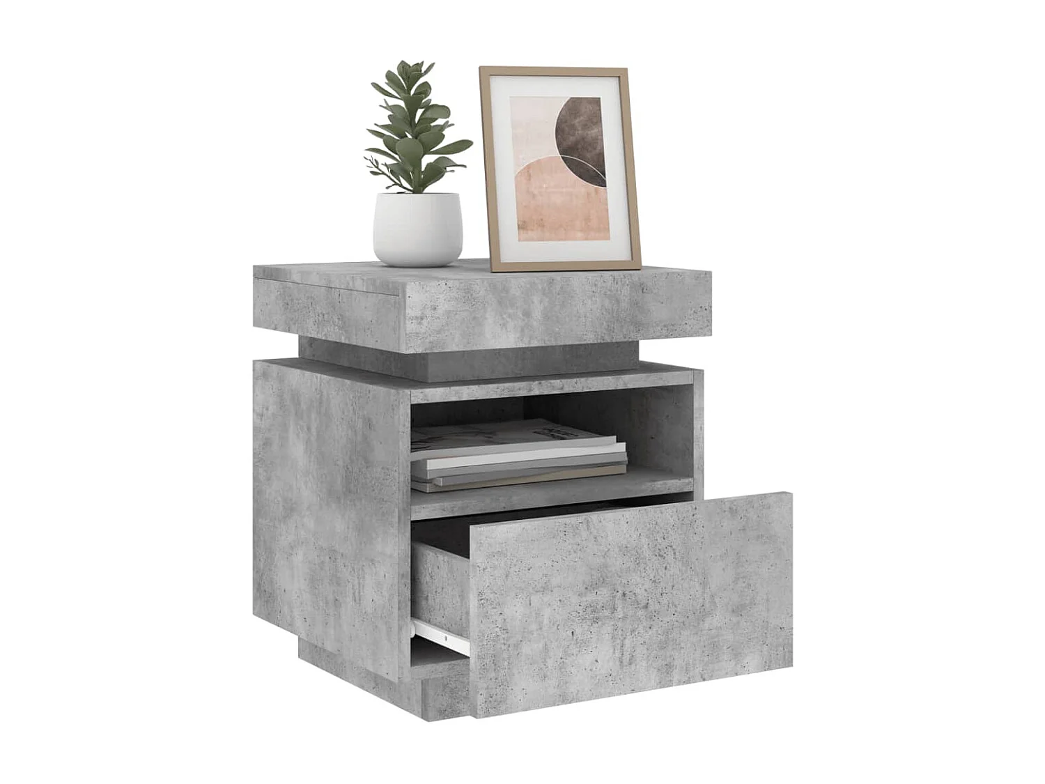 Mesitas de noche con luces LED 2 uds gris hormigón 40x39x48,5cm ES798014