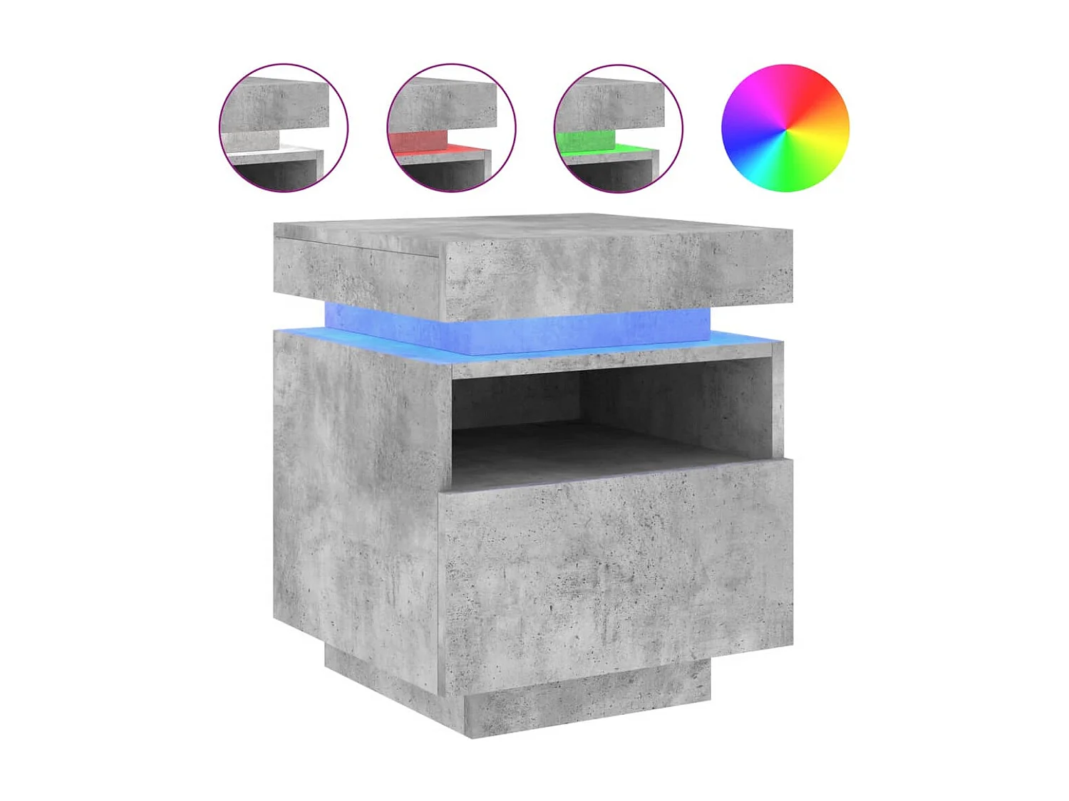 Mesitas de noche con luces LED 2 uds gris hormigón 40x39x48,5cm ES798014