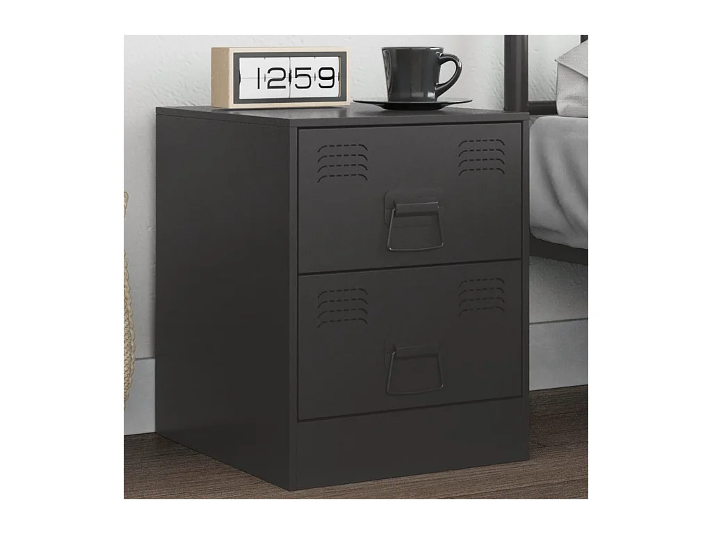 Table de chevet noir 34,5x39x44 cm acier FR51348