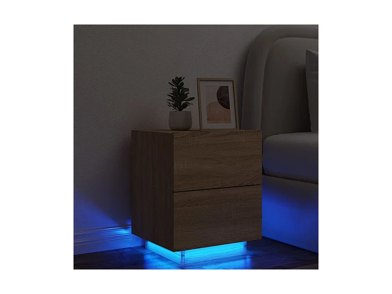 Table de chevet avec lumières LED chêne sonoma FR87647