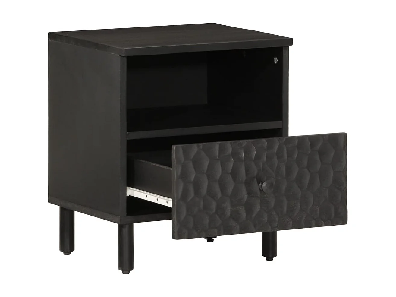 Mesa de cabeceira 40x33x46 cm madeira de mangueira maciça preto PT821312