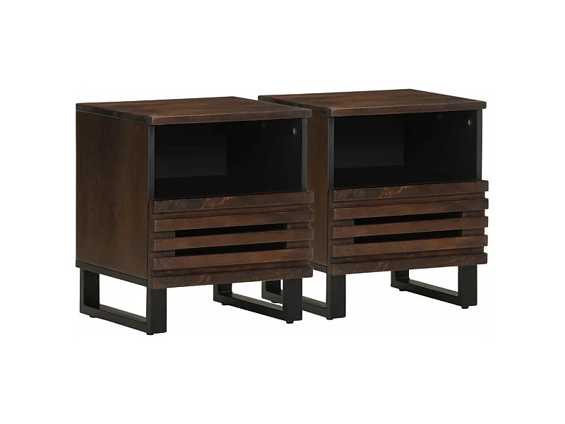 Mesitas de noche 2 uds madera maciza de mango 40x34x46 cm ES873457