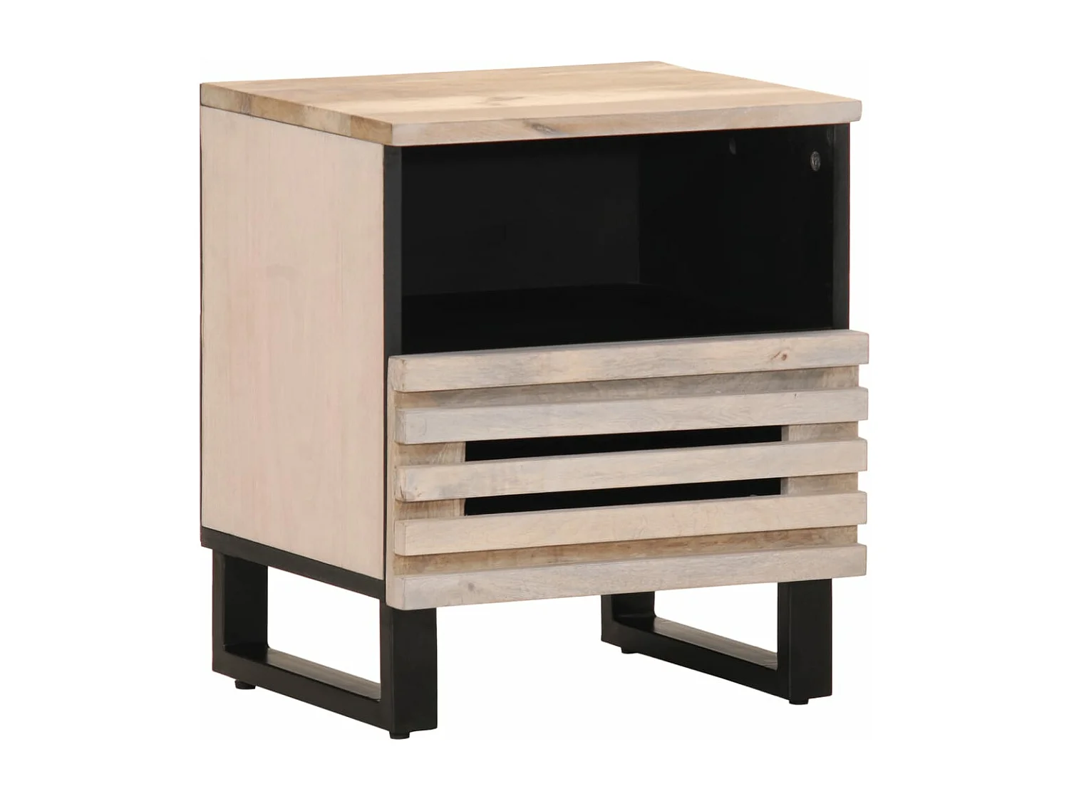 Lot de 2 Tables de chevet 40x34x46 cm bois manguier massif blanchi FR58642