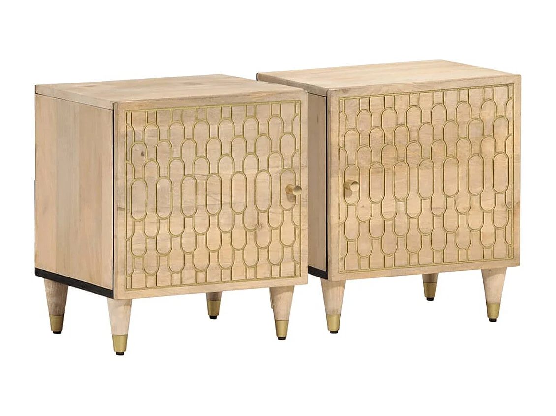 Mesitas de noche 2 uds madera maciza de mango 40x33x46 cm ES632172