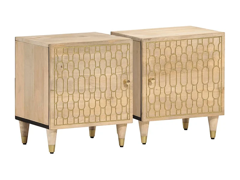 Mesitas de noche 2 uds madera maciza de mango 40x33x46 cm ES632172
