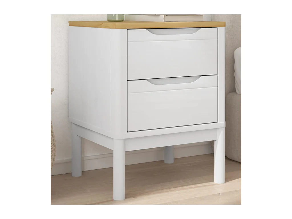 Table de chevet FLORO blanc 45x39x57 cm bois de pin massif FR51118