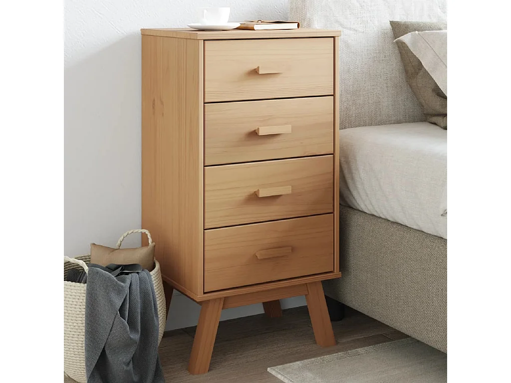 Table de chevet OLDEN marron bois de pin solide FR20739