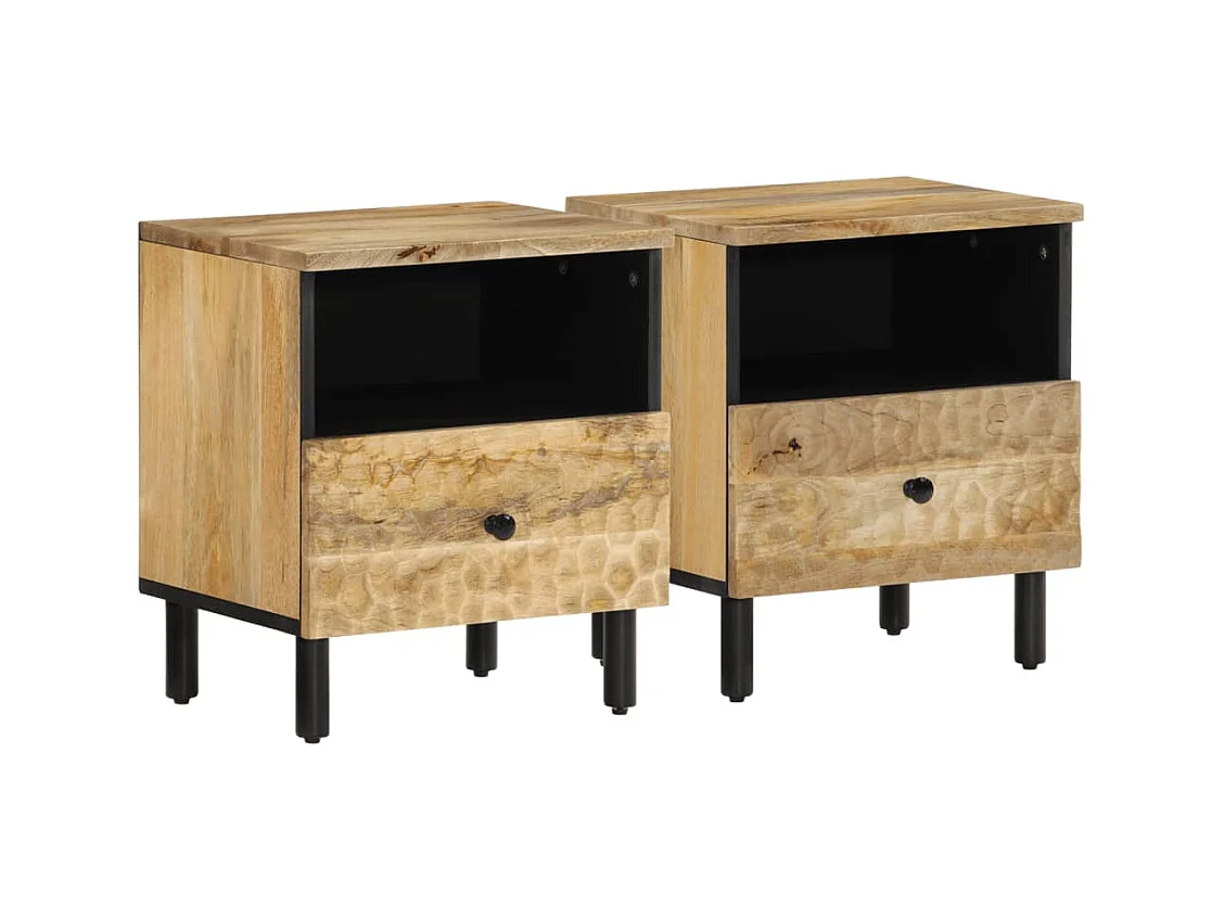 Lot de 2 Tables de chevet 40x33x46 cm Bois de manguier solide FR81644