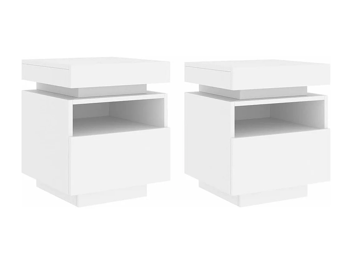 Lot de 2 Tables de chevet avec lumières LED blanc 40x39x48,5 cm FR23617