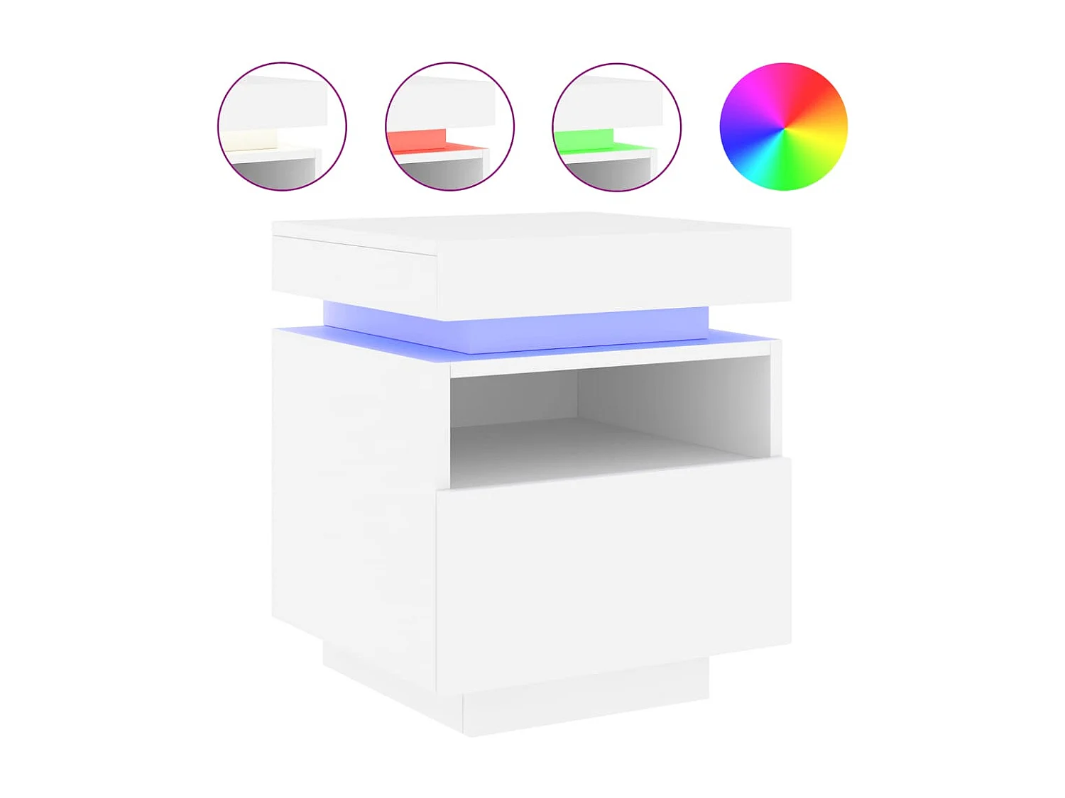 Lot de 2 Tables de chevet avec lumières LED blanc 40x39x48,5 cm FR23617