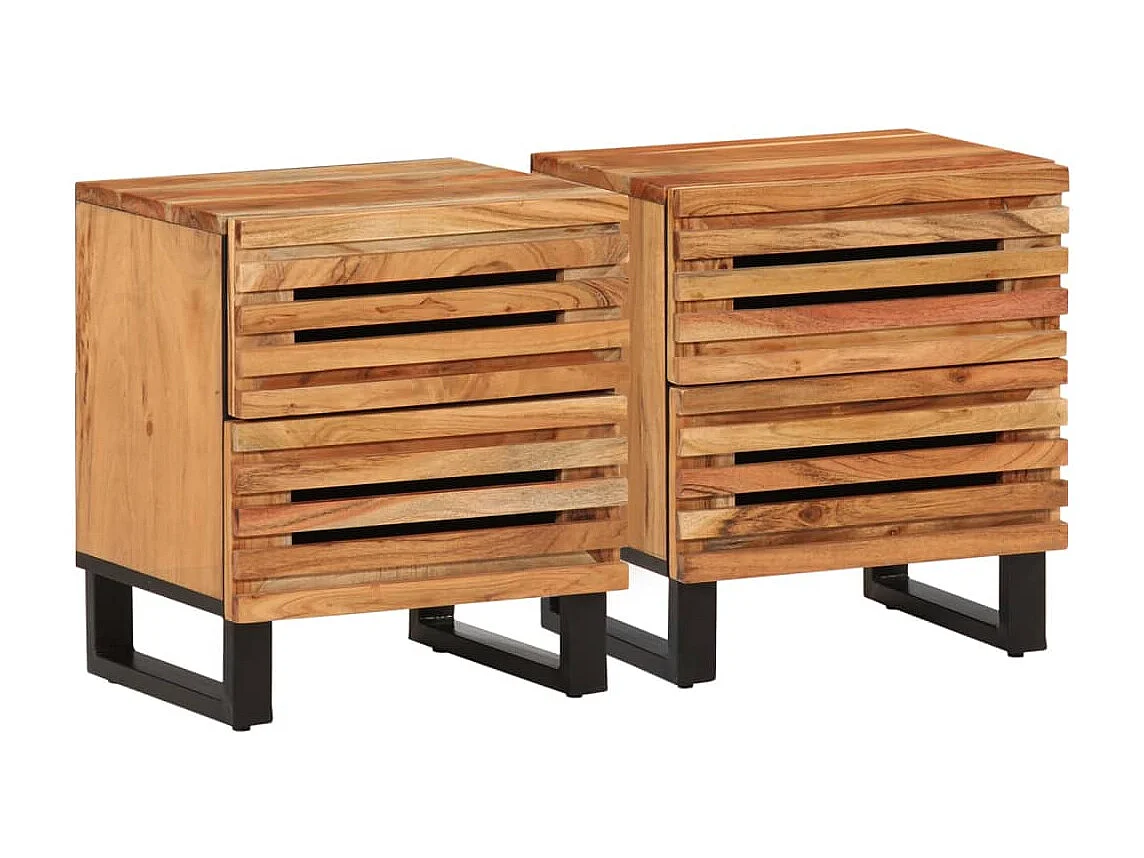 Lot de 2 Tables de chevet 40x34x46 cm bois d'acacia massif FR55989