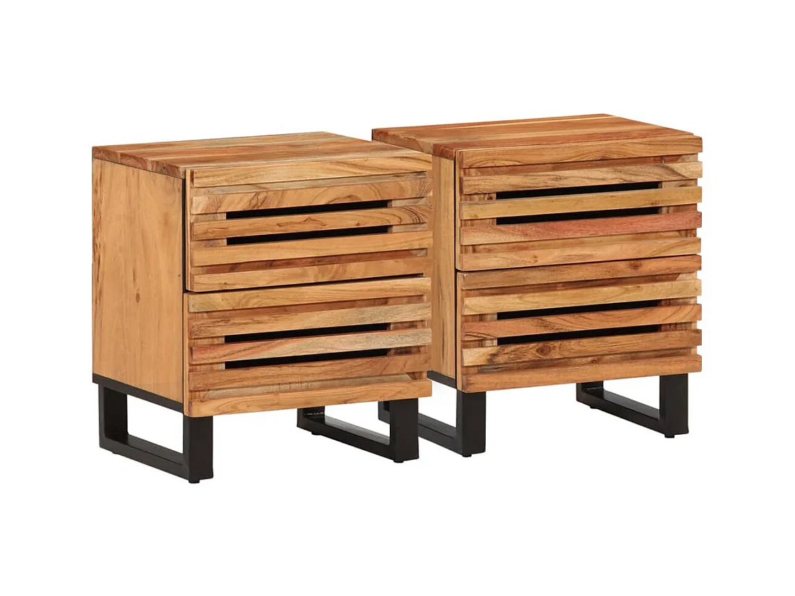 Lot de 2 Tables de chevet 40x34x46 cm bois d'acacia massif FR55989