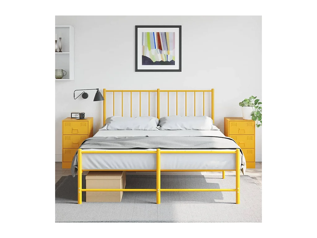 Lot de 2 Tables de chevet jaune moutarde 34,5x39x62 cm acier FR54919