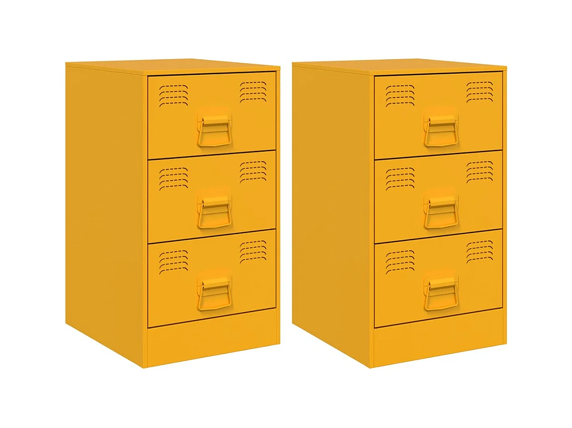 Nachtkastjes 2 st 34,5x39x62 cm staal mosterdgeel BE168112