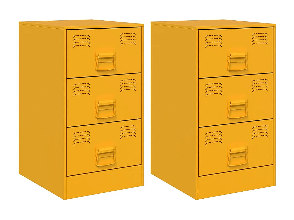Lot de 2 Tables de chevet jaune moutarde 34,5x39x62 cm acier FR54919