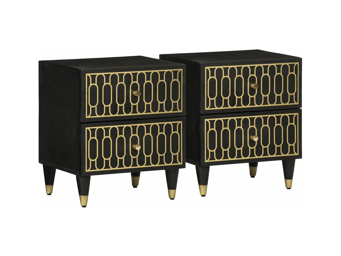 Lot de 2 Tables de chevet 40x33x46 cm Bois de manguier solide FR66541