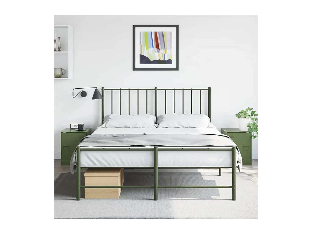 Lot de 2 Tables de chevet vert olive 34,5x39x44 cm acier FR22883