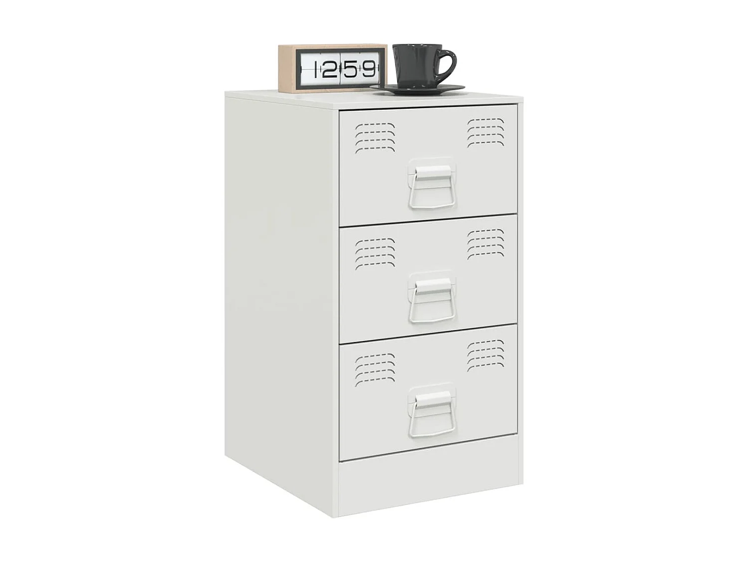 Table de chevet blanc 34,5x39x62 cm acier FR55310