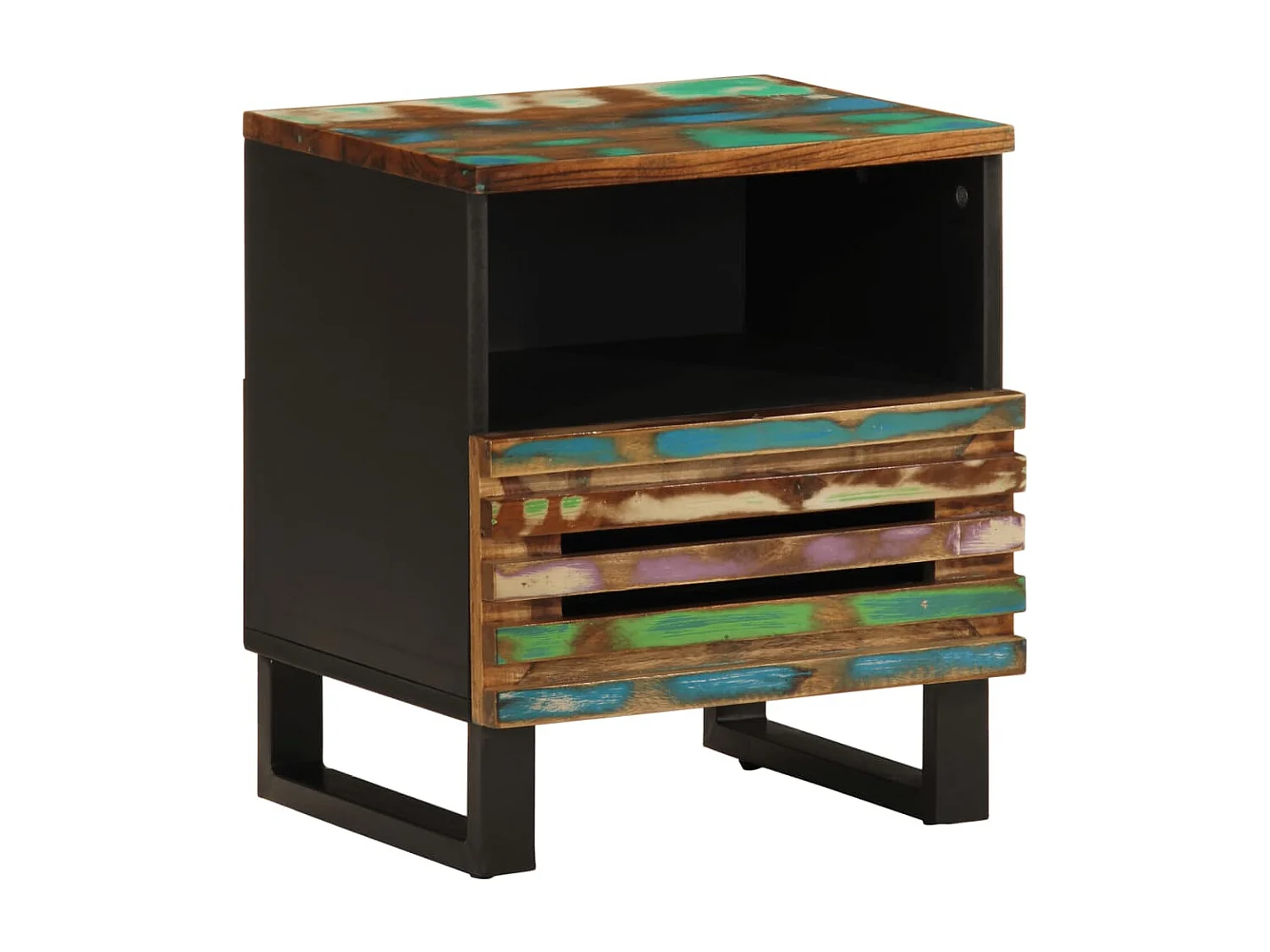 Lot de 2 Tables de chevet 40x34x46 cm bois massif de récupération FR12301