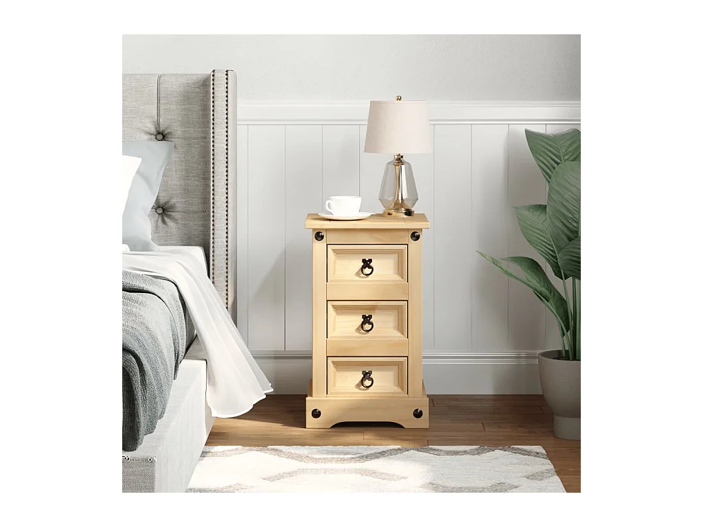 Table de chevet Corona 35x32,5x58 cm bois de pin massif FR52880