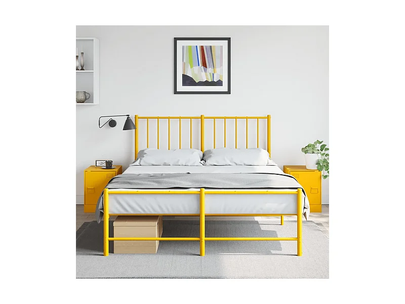 Lot de 2 Tables de chevet jaune moutarde 34,5x39x44 cm acier FR46661