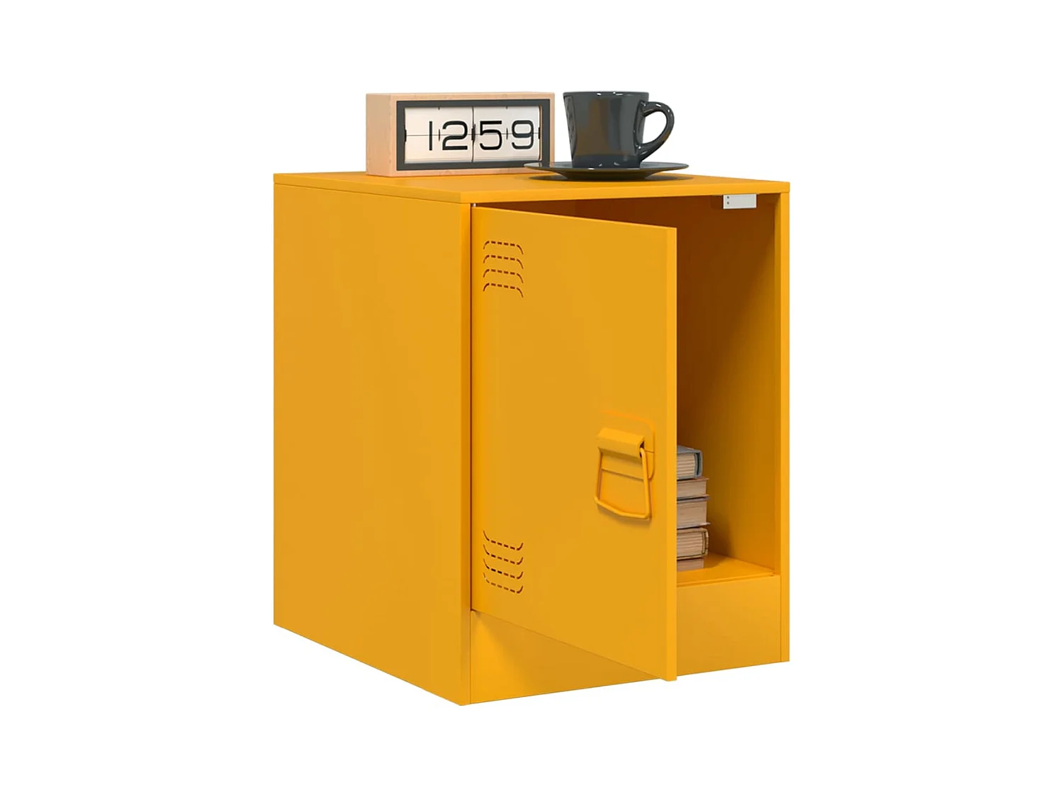 Lot de 2 Tables de chevet jaune moutarde 34,5x39x44 cm acier FR46661