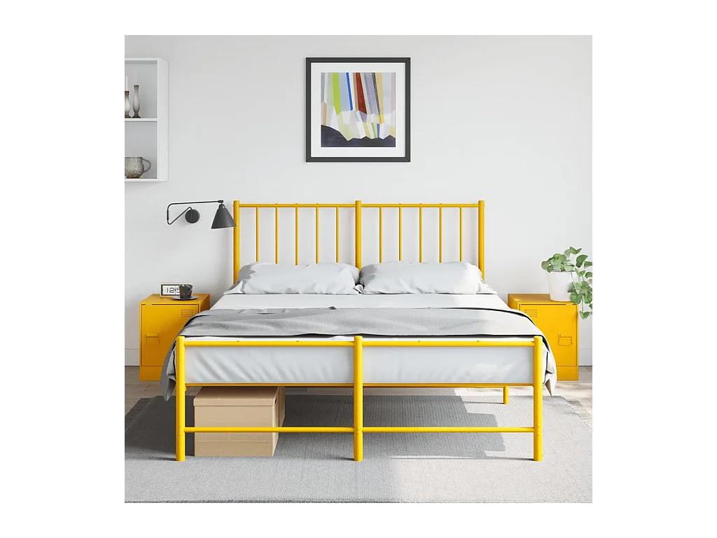 Lot de 2 Tables de chevet jaune moutarde 34,5x39x44 cm acier FR46661