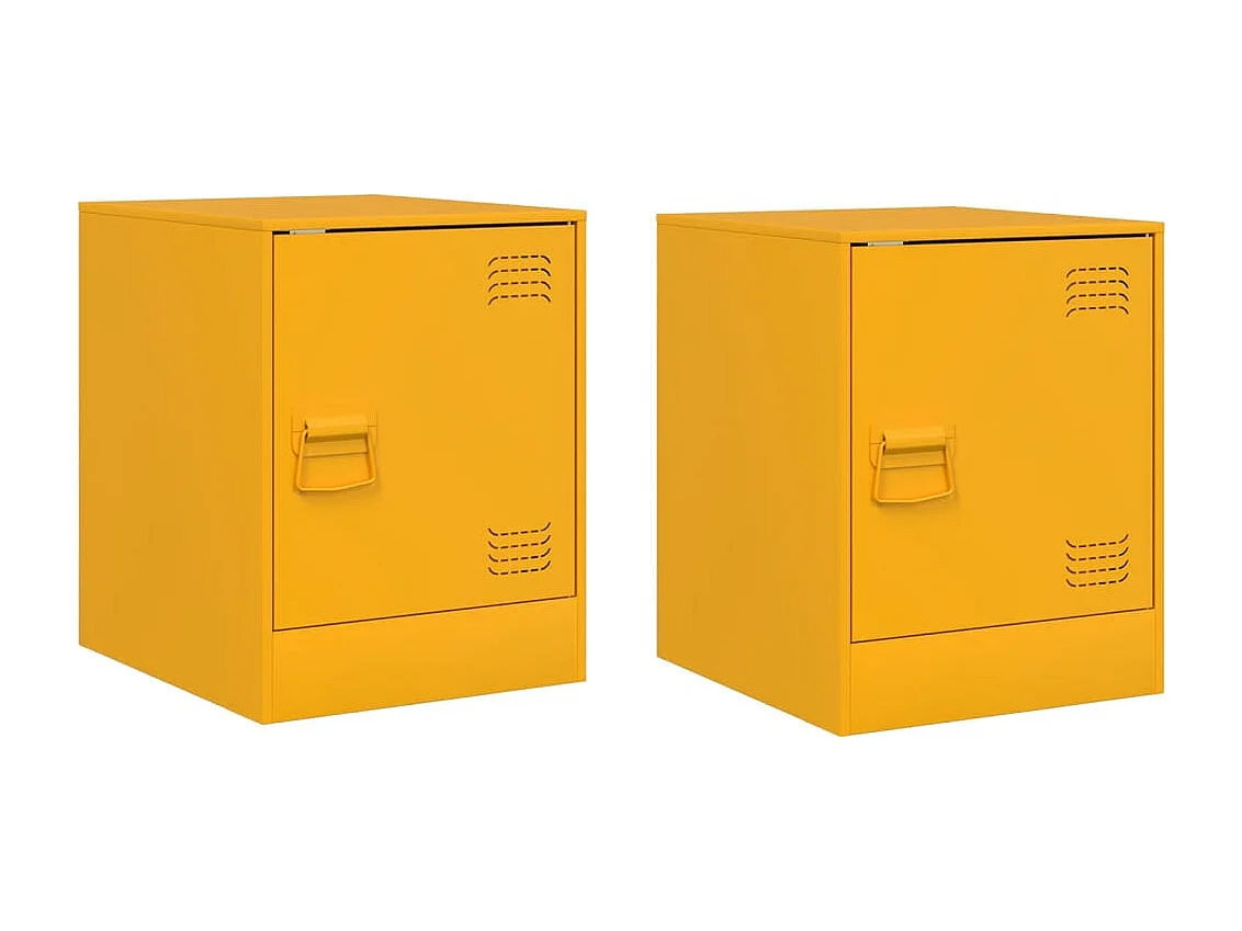 Nachtkastjes 2 st 34,5x39x44 cm staal mosterdgeel BE239864