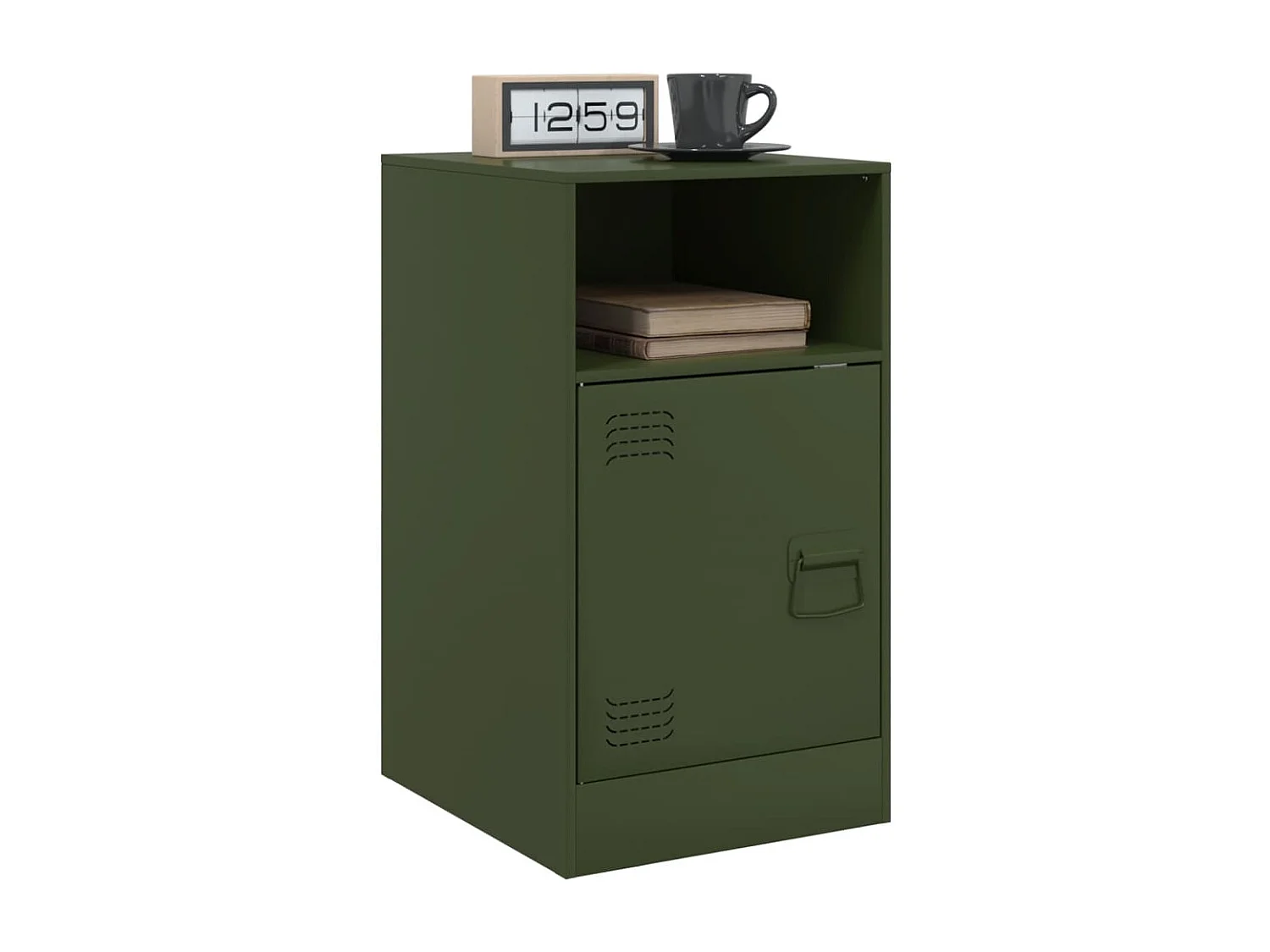 Table de chevet vert olive 34,5x39x62 cm acier FR60830