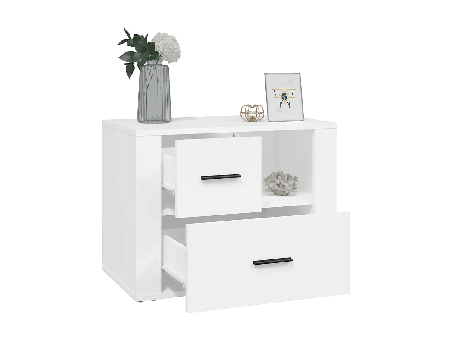 Mesa de cabeceira 60x36x45 cm derivados de madeira branco PT625312