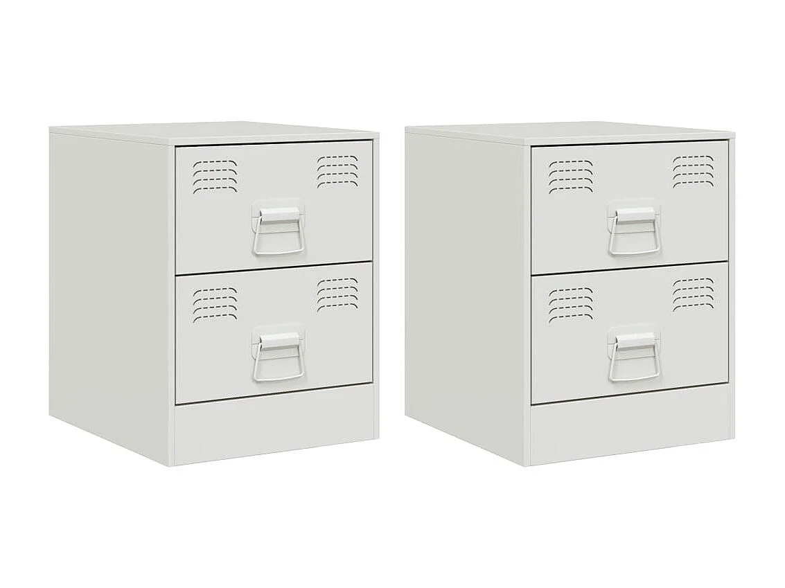 Lot de 2 Tables de chevet blanc 34,5x39x44 cm acier FR12408