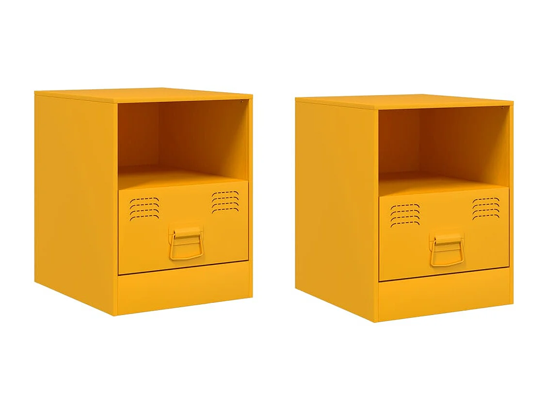 Lot de 2 Tables de chevet jaune moutarde 34,5x39x44 cm acier FR39458